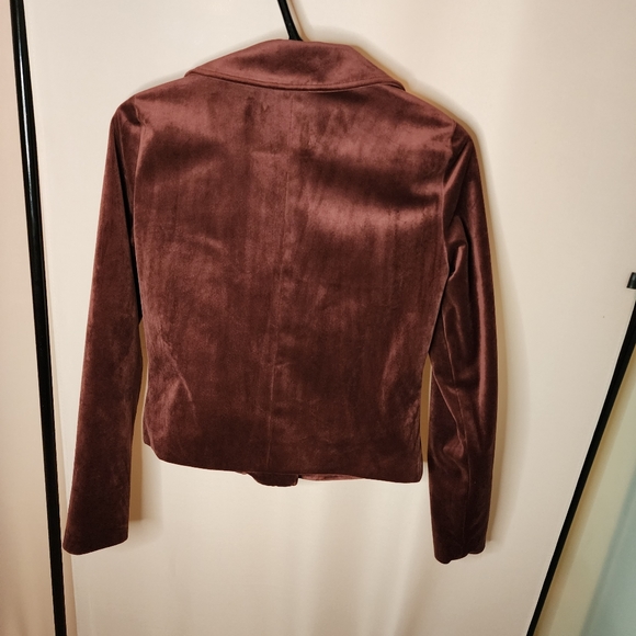 Velour Dark Red / Brown Vero Moda Jacket /Motor Jacket - Picture 3 of 7